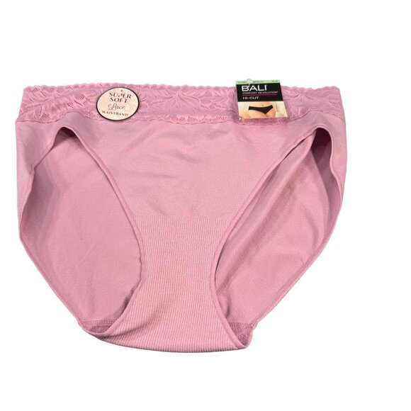Bali Women's Size XL 8 Hi Cut Lace Waistband Comfort Revolution Pink New - Picture 1 of 9